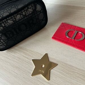 Dior Black Mesh Bag with Red mirror and Gold Star